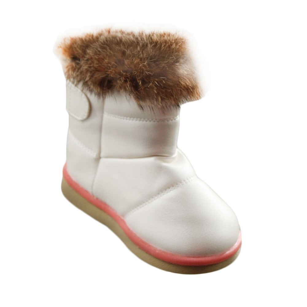 Toddler Boots Comfy Faux Fur Lined Bootie Size 26 (9.5) Beige/Coral